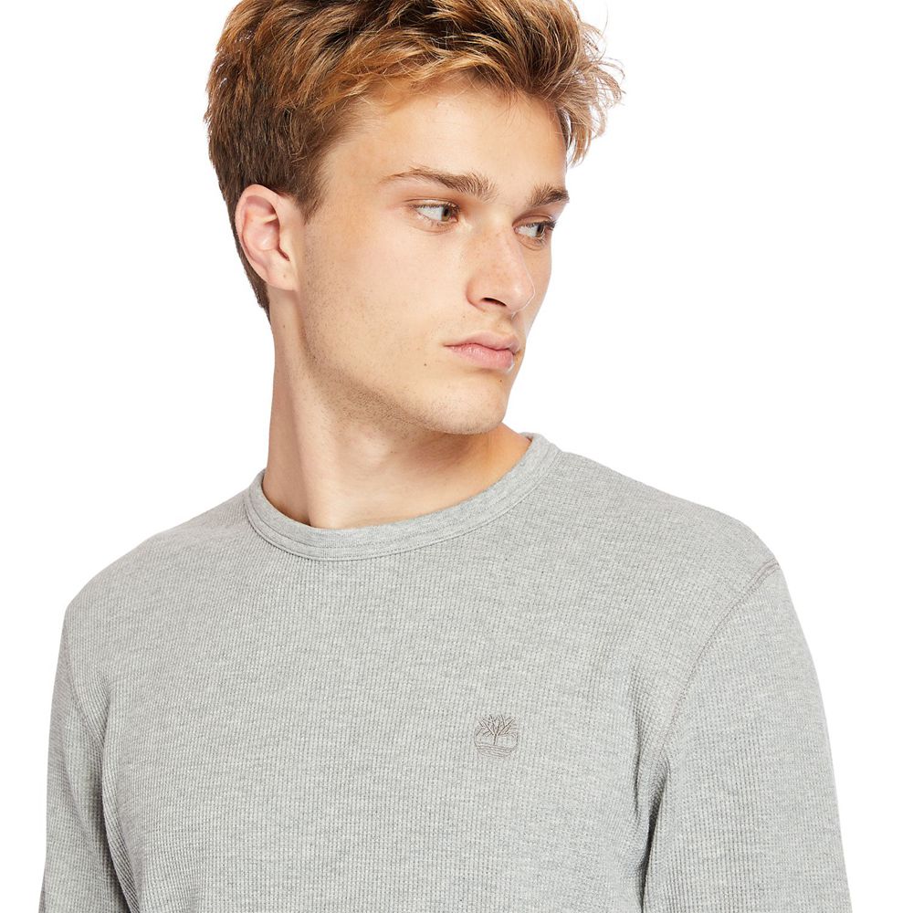 Timberland Mens Shirts Wharf River Waffle-Knit Crewneck - Grey - India UY8473621